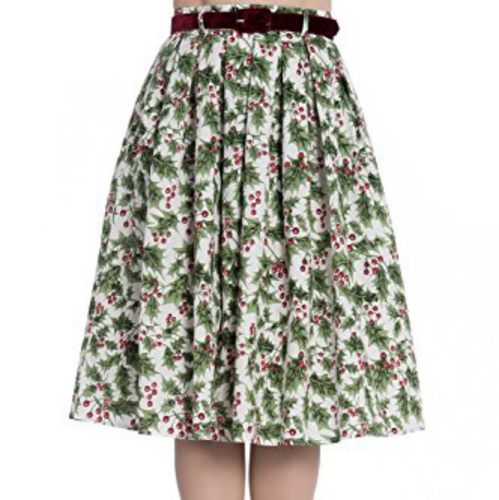 Hell Bunny Holly Berry Skirt